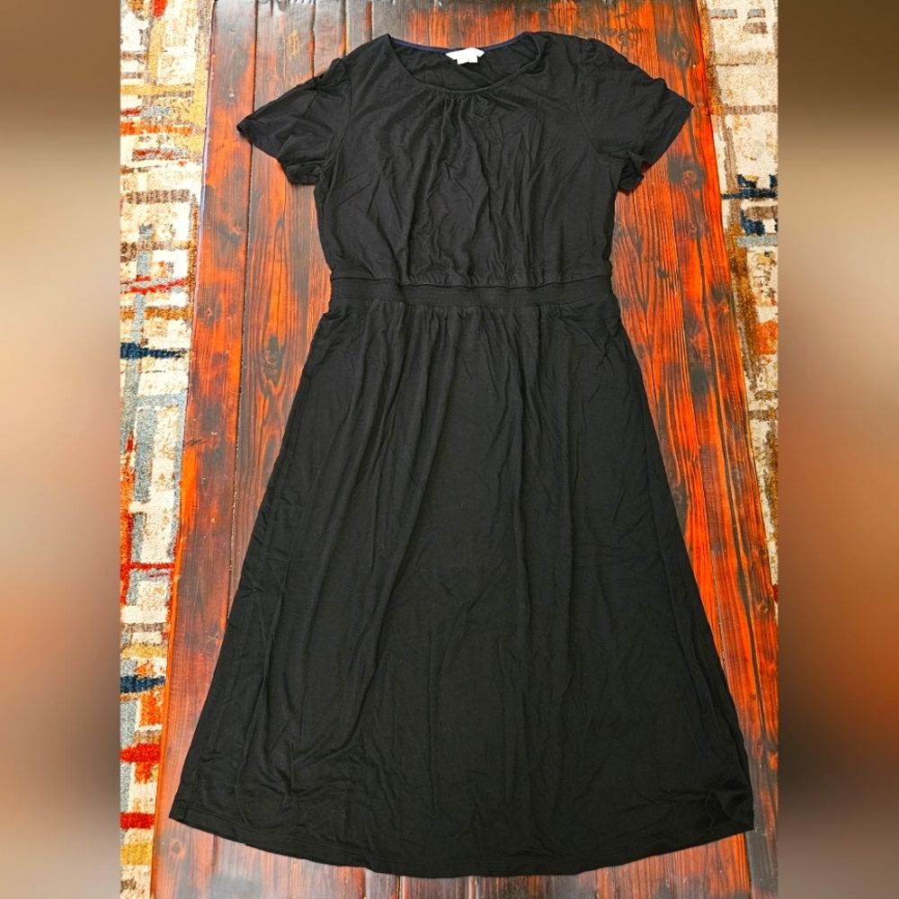 Boden Women's Black Midi Jersey Dress Sz US10Long